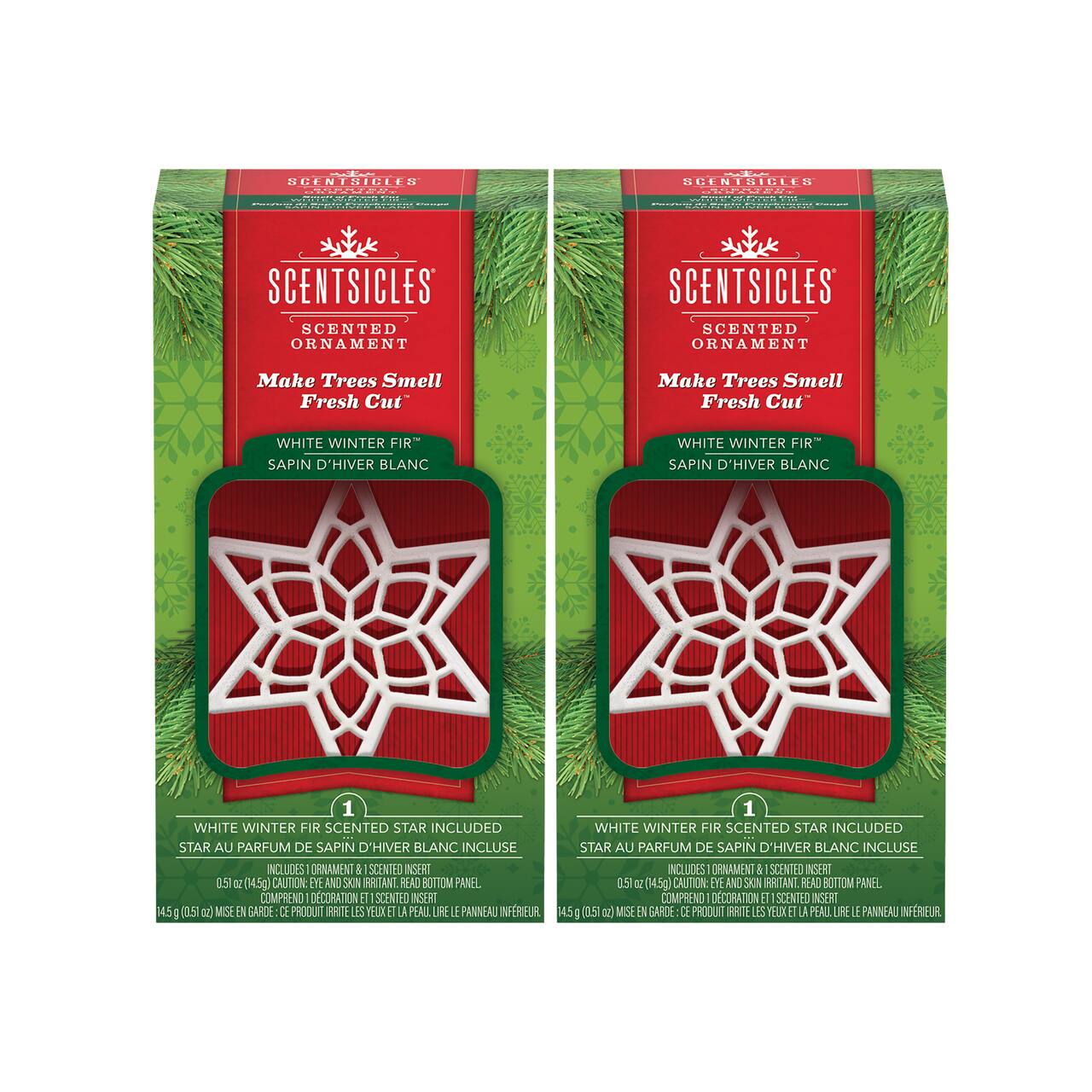 Scentsicles® 3" White Winter Fir Scented Star Ornament, 2ct.